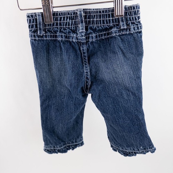 Vintage Guess Jeans Y2K Embroidered Floral Ruffle Hem Denim Jeans Blue Baby 3-6m - Picture 4 of 6